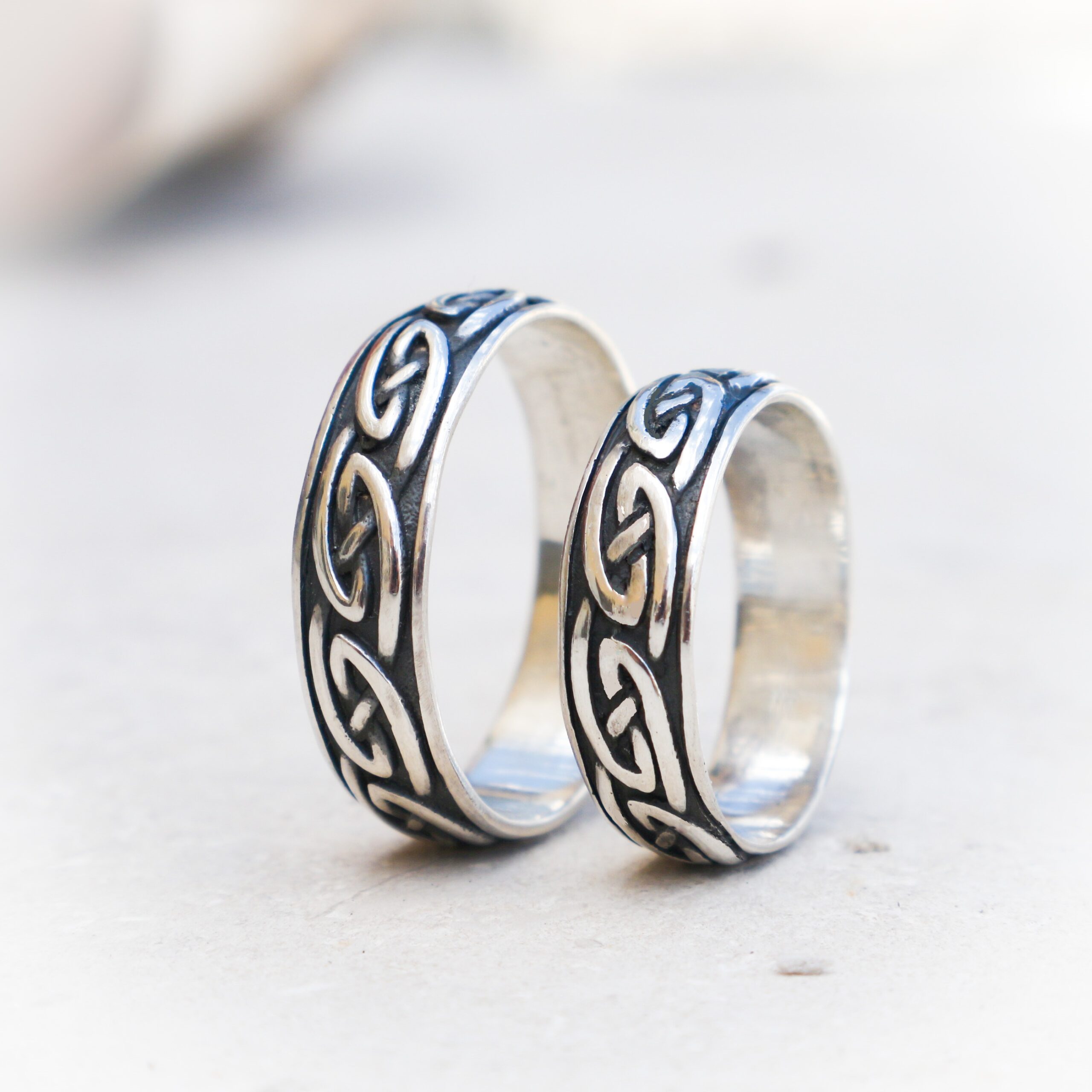 Magistraat Vervelen Verklaring Set ringen in zilver met een keltisch motief . - Scarabee sieraden
